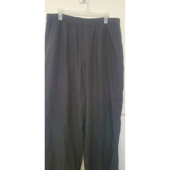 Old Navy Linen Pants High Rise Wide Leg Straight Comfort Waist Rayon Black Sz L - Picture 2 of 16